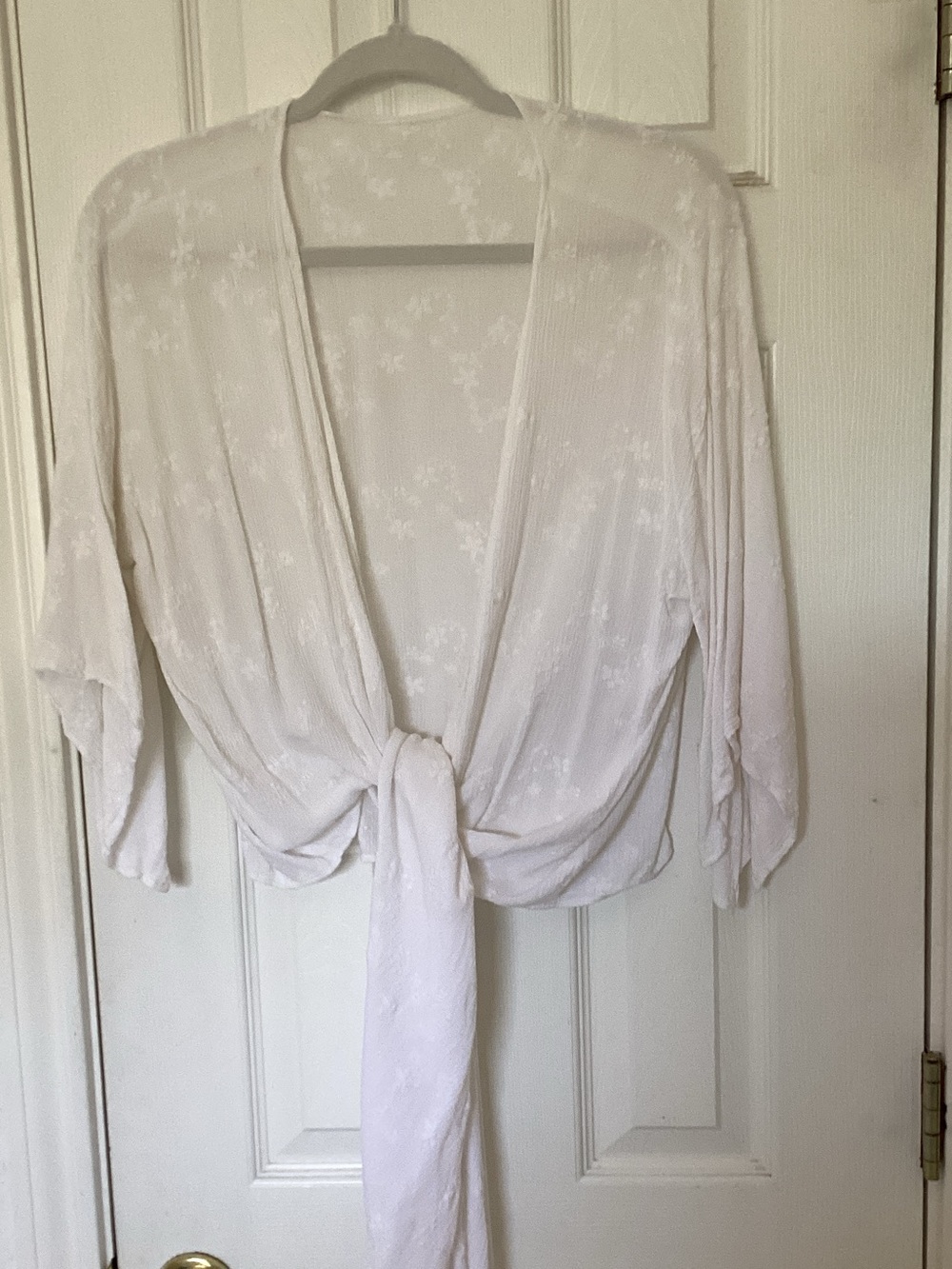 White Tie-Front Lightweight Wrap Top - Women Intimates & Sleepwear